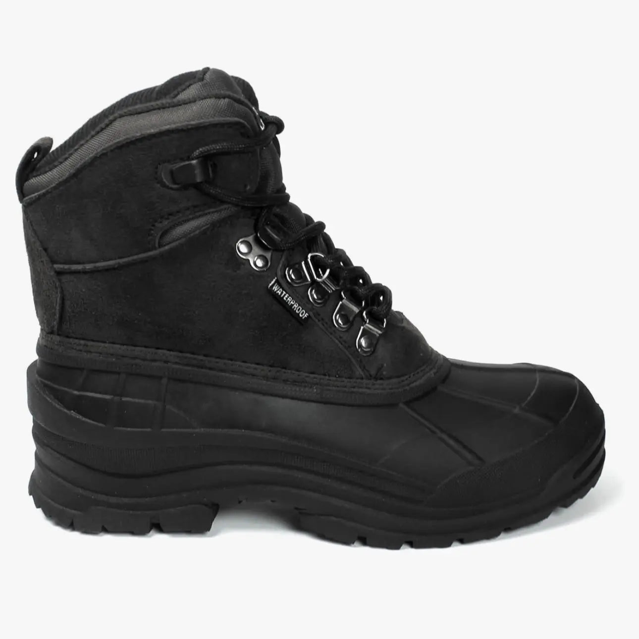 103 Men'S Black Winter Snow Boots Shoes Waterproof round Toe Comfortable Durable for Hiking Skiing Snowboarding Boy Footwear, Ankle Height