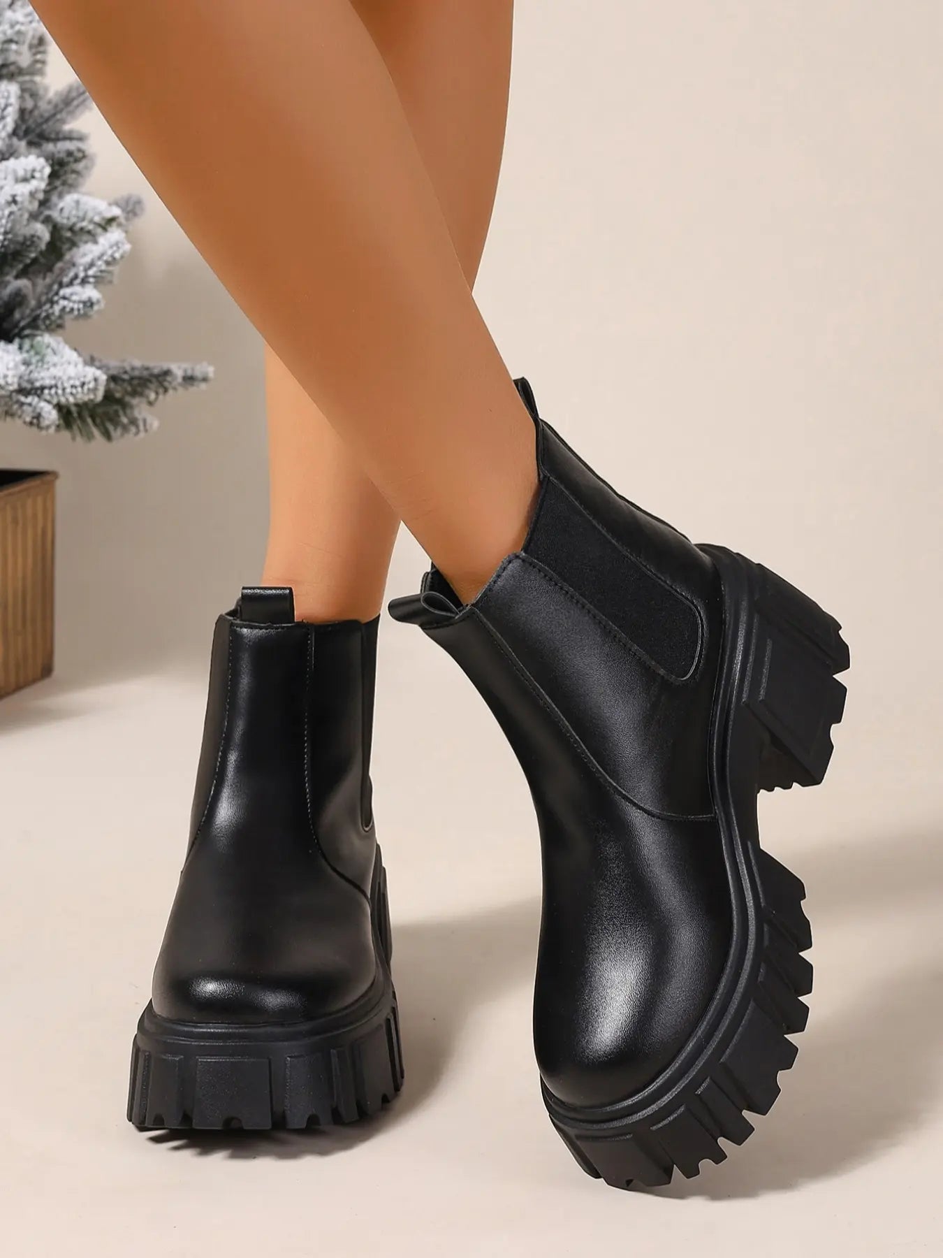New Chelsea Boots for Women, Fashion Thick Sole Short Boots, Casual All-Season Motorcycle Boots, Work Ankle Boots, Pull on Boots, Wedge Boots, Perfect for Daily Wear & Cycling