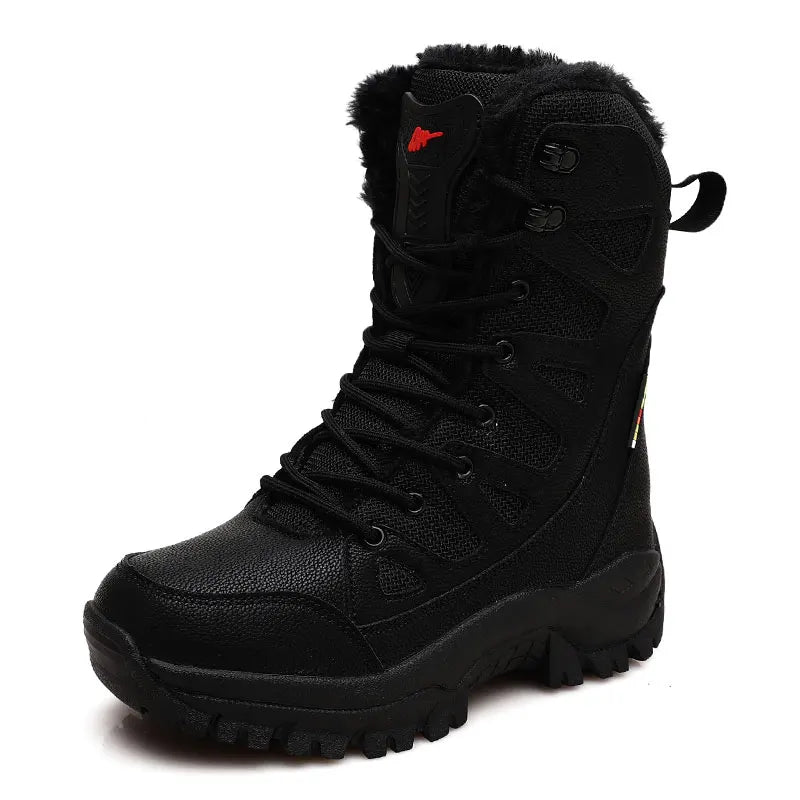 New Warm Plush Snow Boots Men Lace up Casual High Top Men'S Boots Waterproof Winter Boots Anti-Slip Ankle Boots Men'S Work Boots