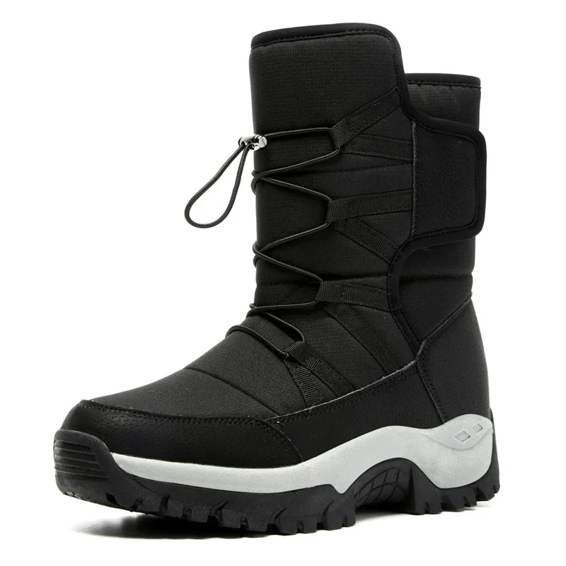 New Warm Plush Snow Boots Men Lace up Casual High Top Men'S Boots Waterproof Winter Boots Anti-Slip Ankle Boots Men'S Work Boots