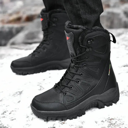 New Warm Plush Snow Boots Men Lace up Casual High Top Men'S Boots Waterproof Winter Boots Anti-Slip Ankle Boots Men'S Work Boots