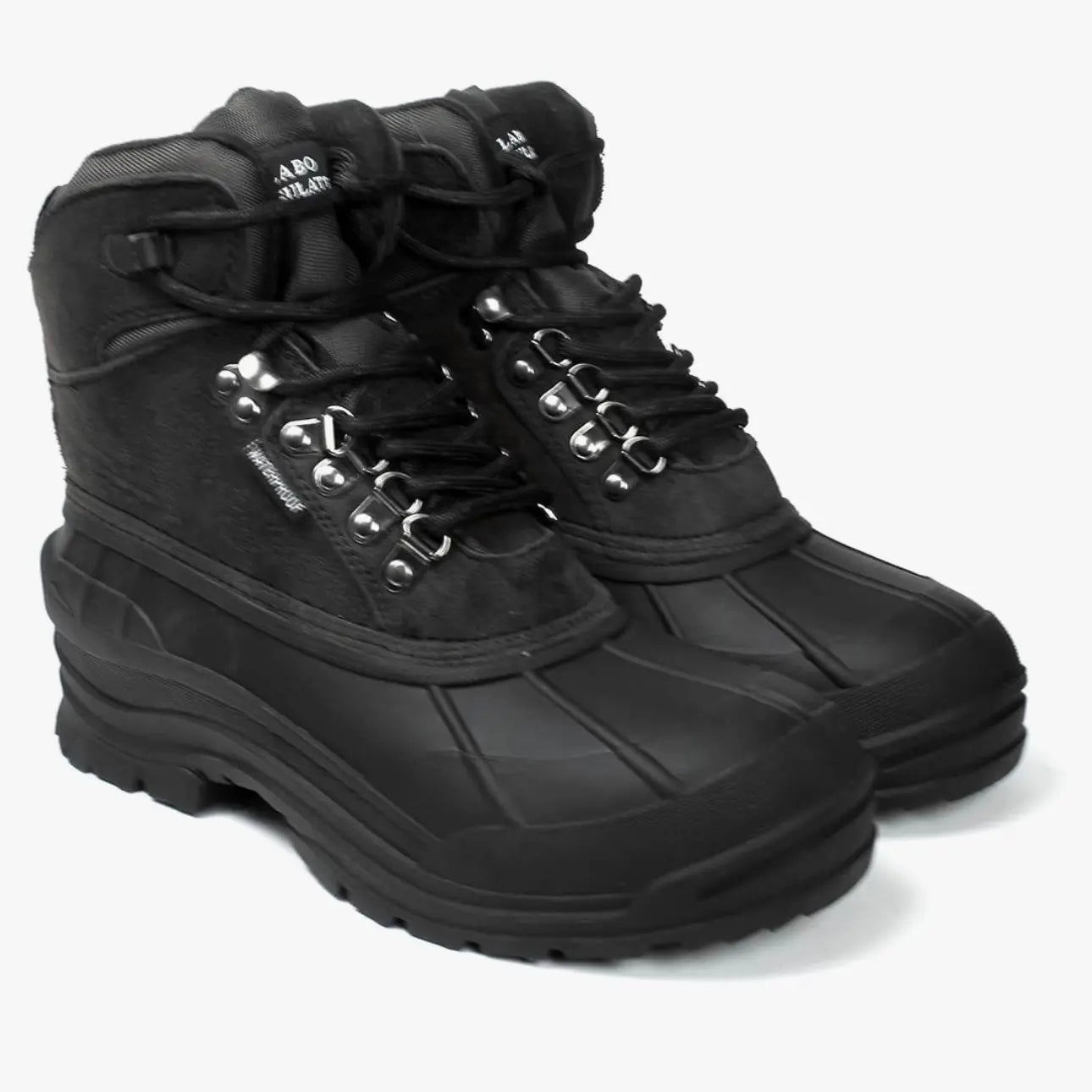 103 Men'S Black Winter Snow Boots Shoes Waterproof round Toe Comfortable Durable for Hiking Skiing Snowboarding Boy Footwear, Ankle Height