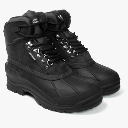 103 Men'S Black Winter Snow Boots Shoes Waterproof round Toe Comfortable Durable for Hiking Skiing Snowboarding Boy Footwear, Ankle Height