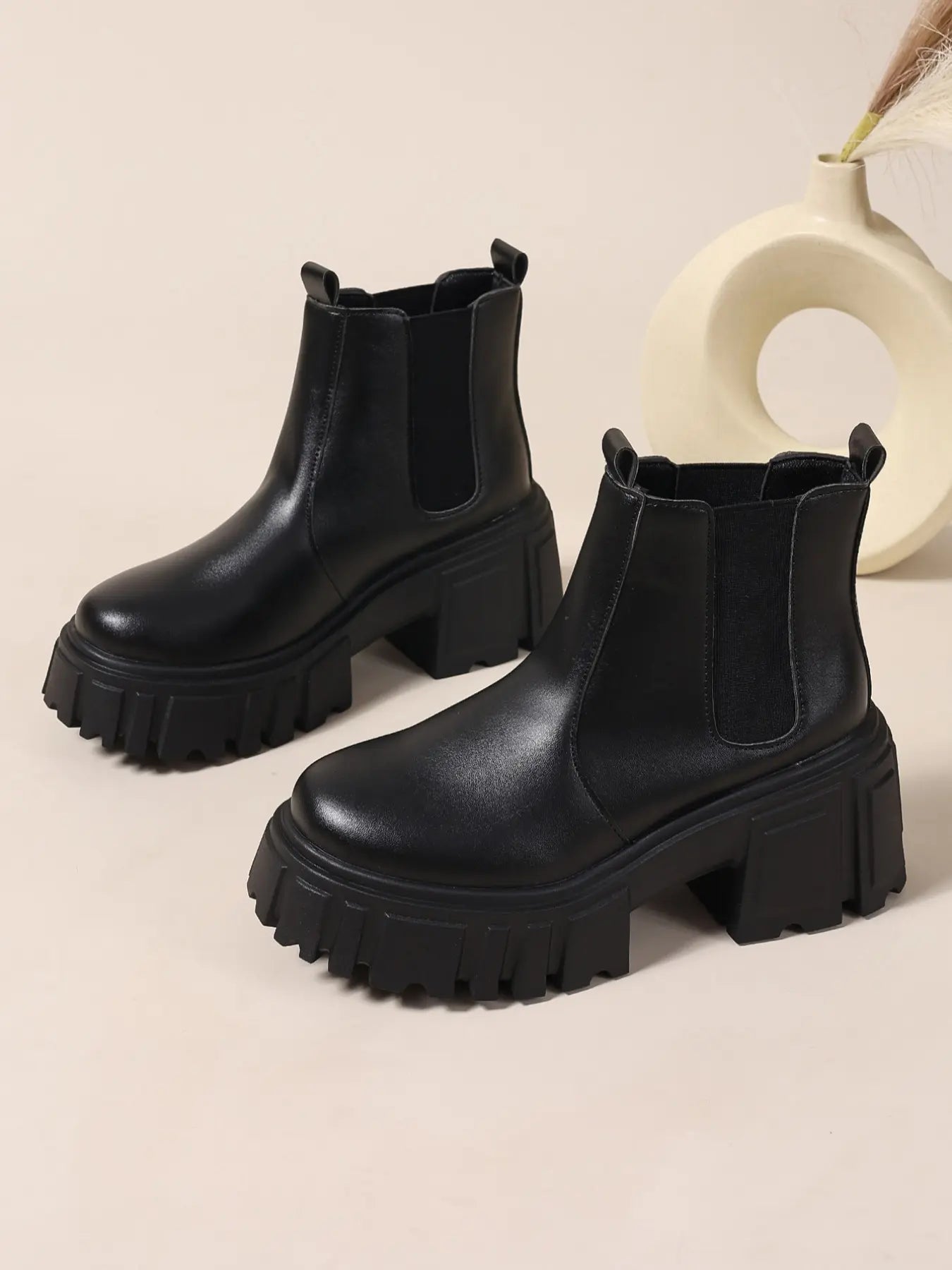 New Chelsea Boots for Women, Fashion Thick Sole Short Boots, Casual All-Season Motorcycle Boots, Work Ankle Boots, Pull on Boots, Wedge Boots, Perfect for Daily Wear & Cycling