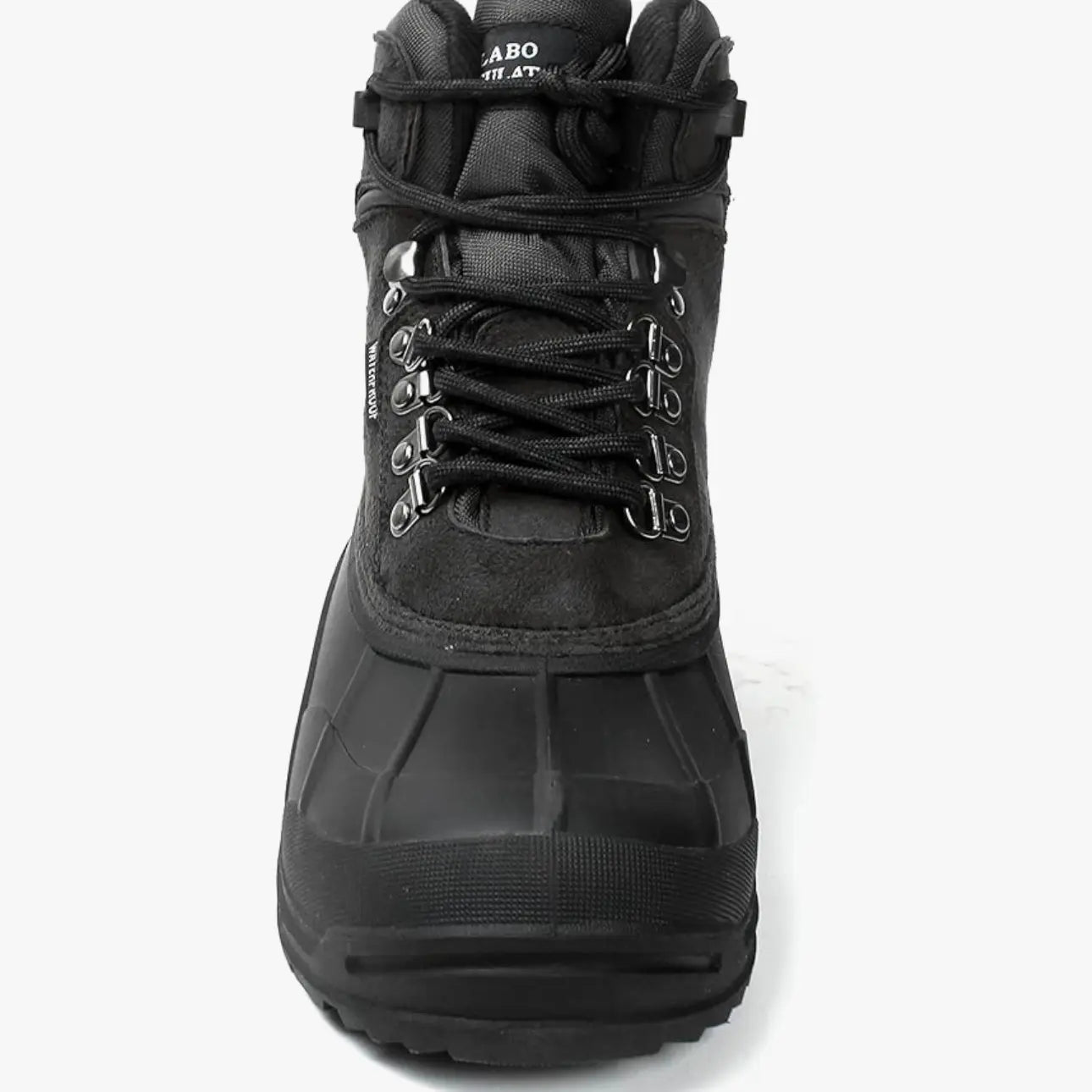 103 Men'S Black Winter Snow Boots Shoes Waterproof round Toe Comfortable Durable for Hiking Skiing Snowboarding Boy Footwear, Ankle Height