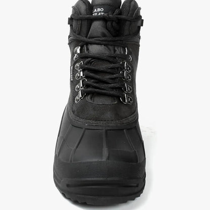 103 Men'S Black Winter Snow Boots Shoes Waterproof round Toe Comfortable Durable for Hiking Skiing Snowboarding Boy Footwear, Ankle Height