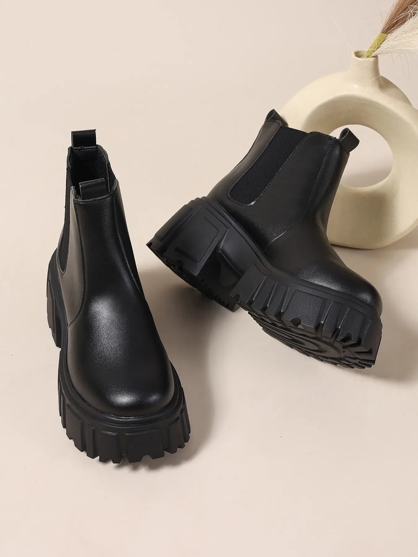 New Chelsea Boots for Women, Fashion Thick Sole Short Boots, Casual All-Season Motorcycle Boots, Work Ankle Boots, Pull on Boots, Wedge Boots, Perfect for Daily Wear & Cycling